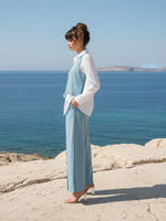 Premium cotton designer co ord set in blue with shrug