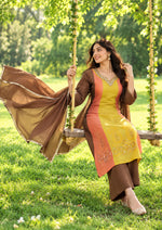 Pretty Mul Chanderi embroidered full suit set