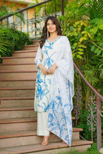 Super premium cotton suit digital printed paired with organza dupatta