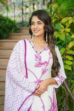 Super premium cotton suit digital printed paired with organza dupatta