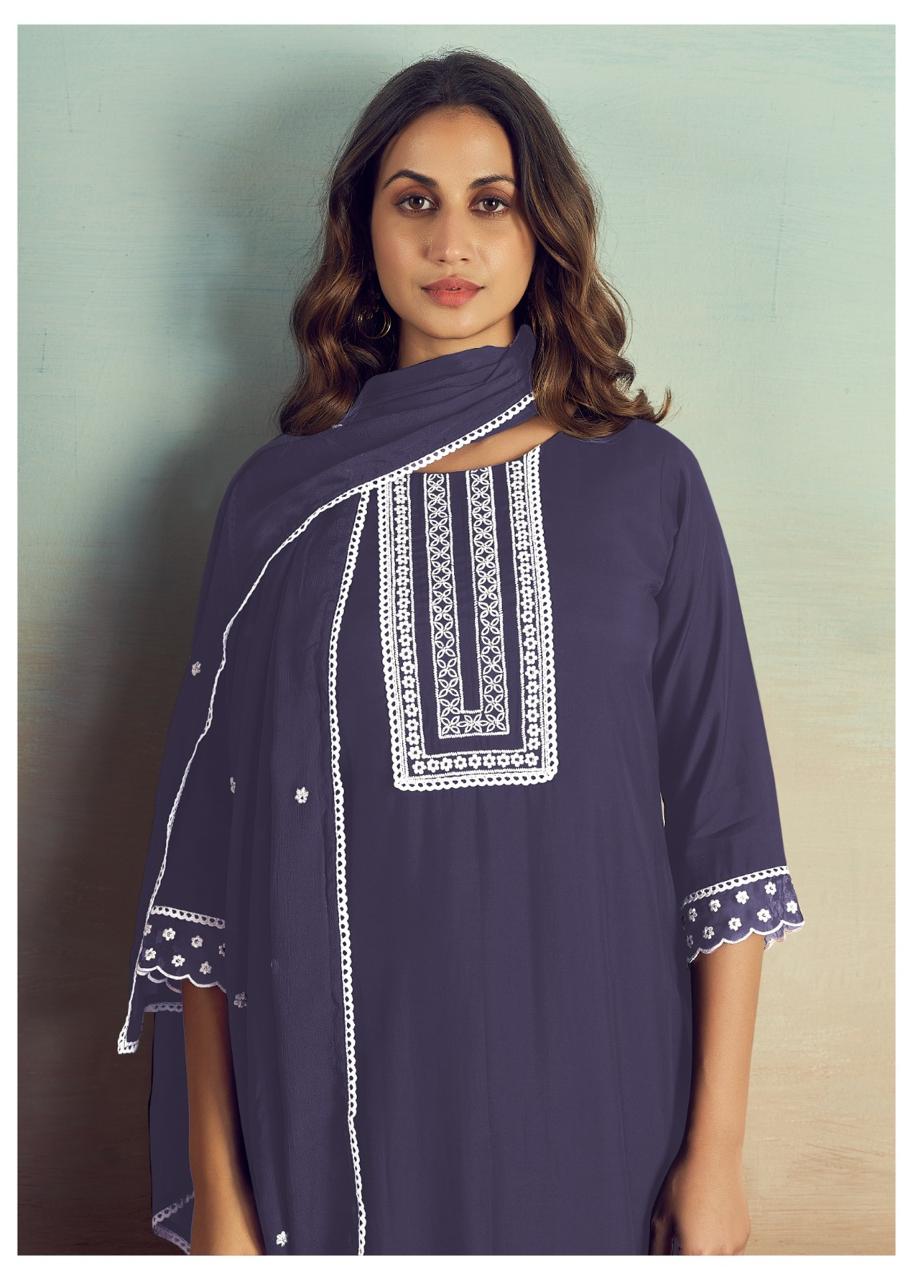 Pure viscose with full embroidery suit set