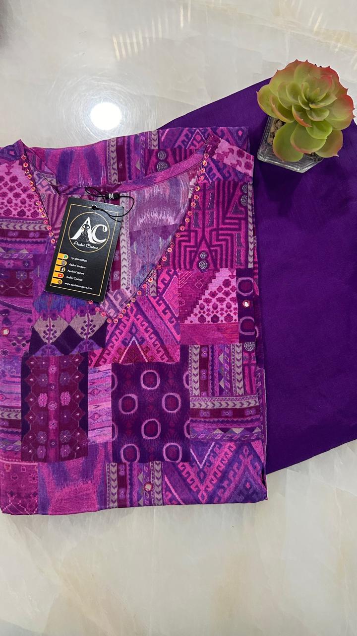 Pure crepe digital printed kurta pant