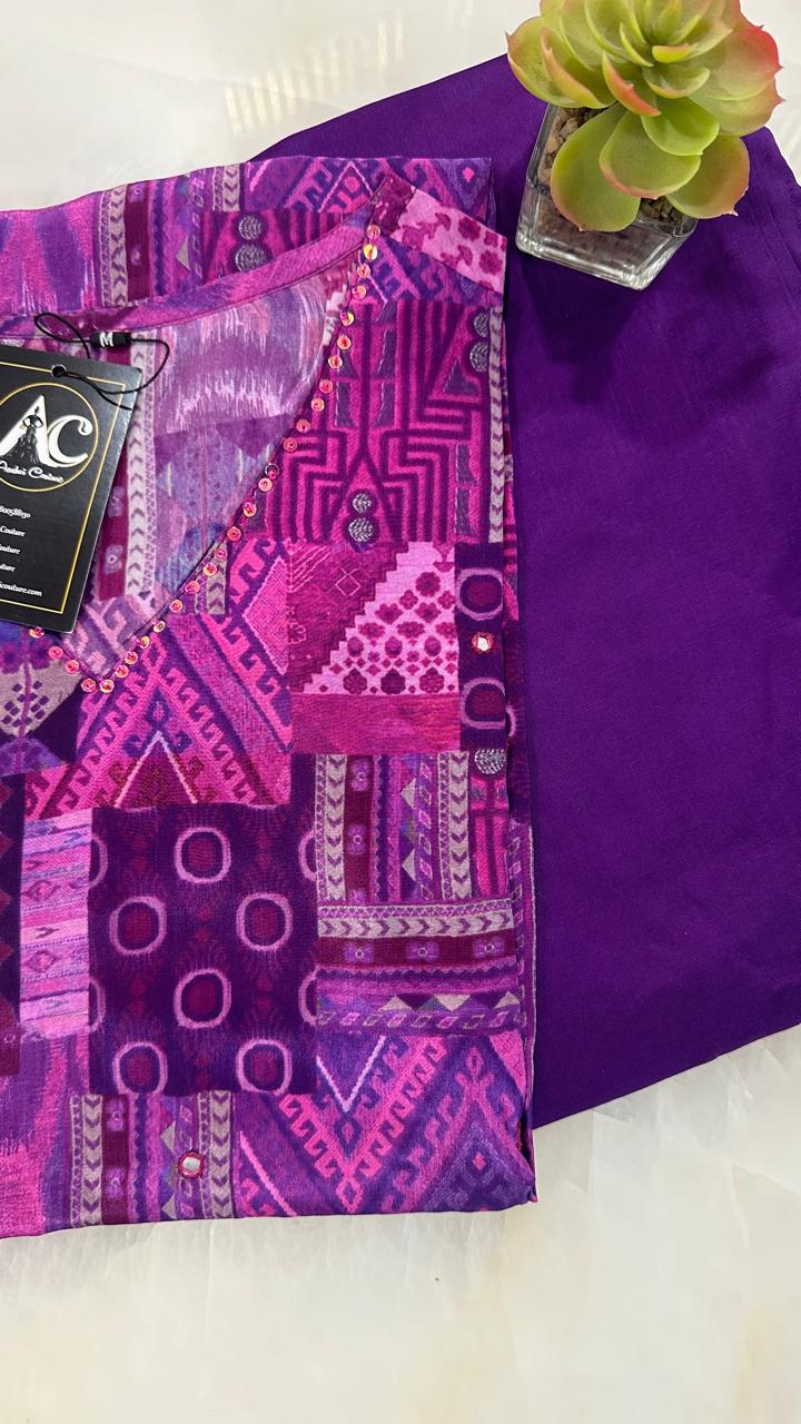 Pure crepe digital printed kurta pant