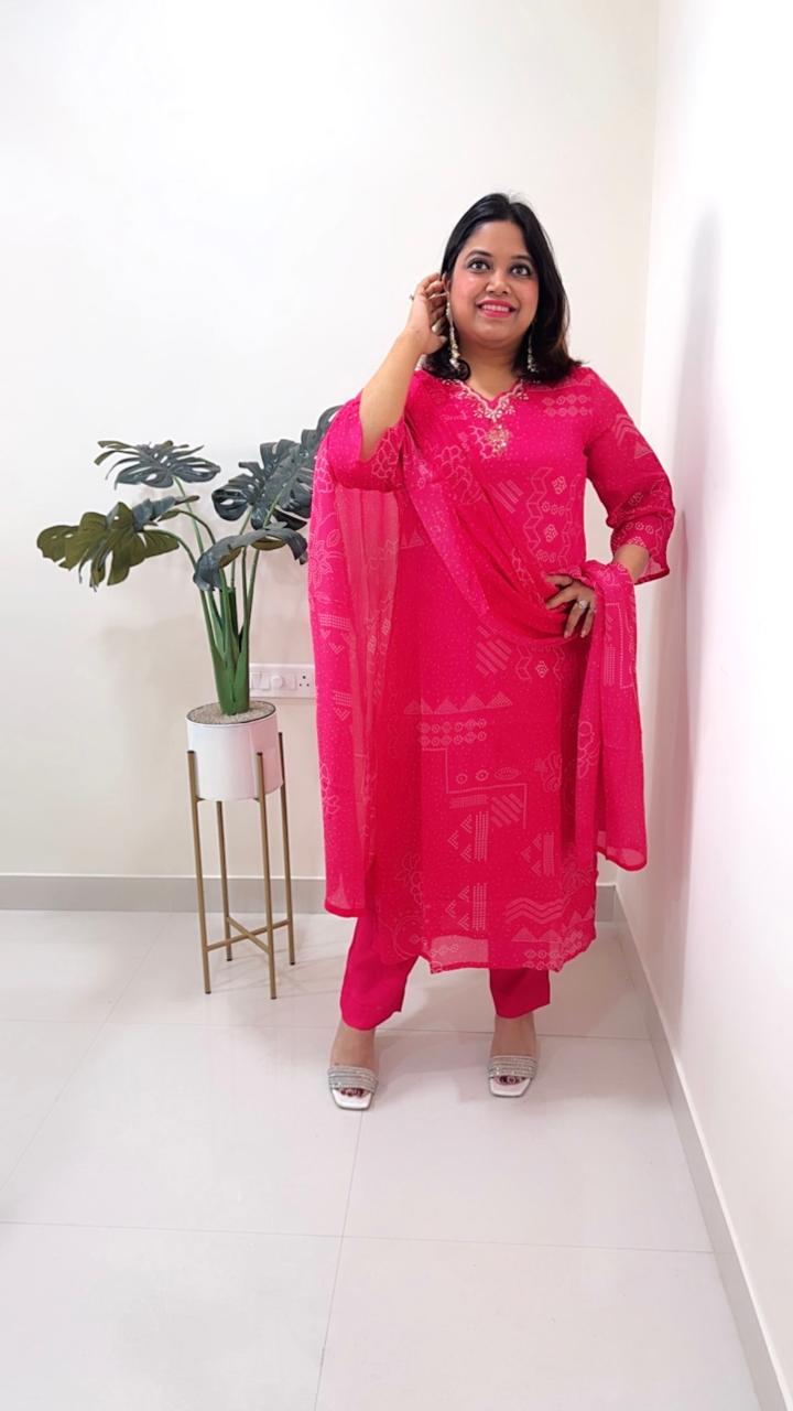 Pure chinon V neck suit set to slay this festive season