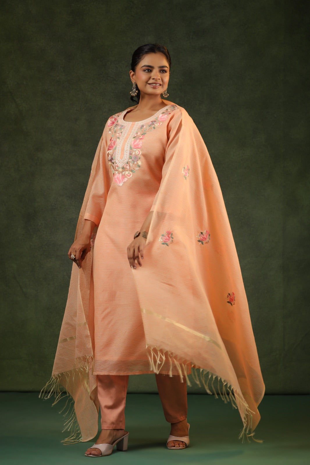 Soft Kota tissue embroidered suit set