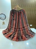 Gaji silk elasticated free size skirt (print may vary)