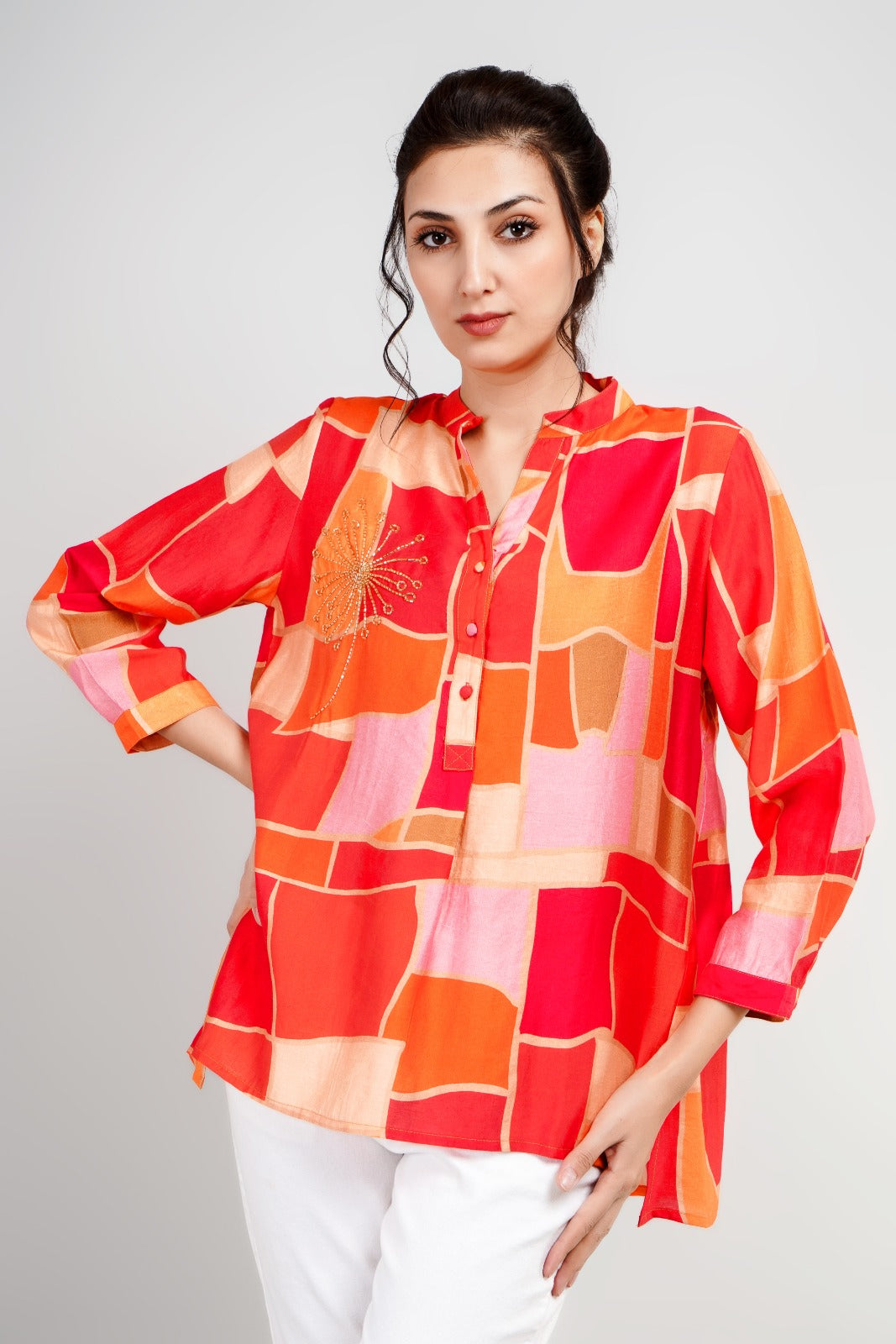 Pure muslin embellished festive wear top