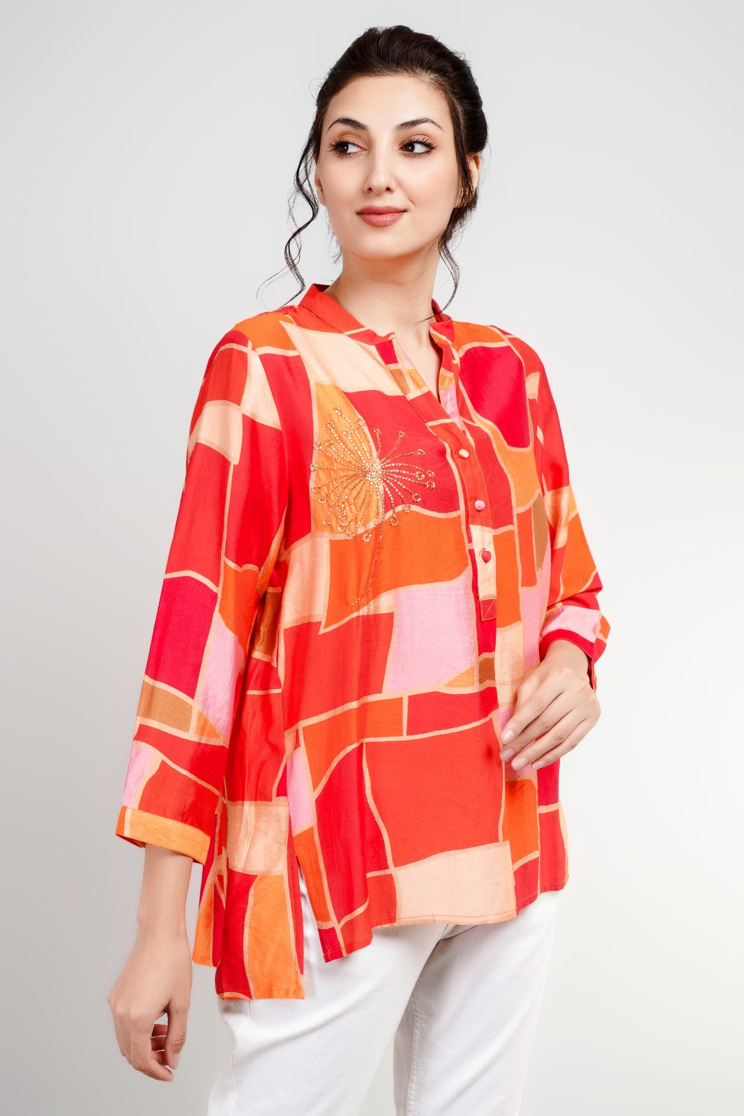 Pure muslin embellished festive wear top