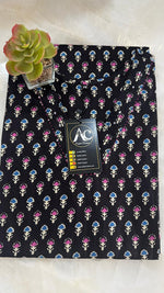 V neck cotton black kurta