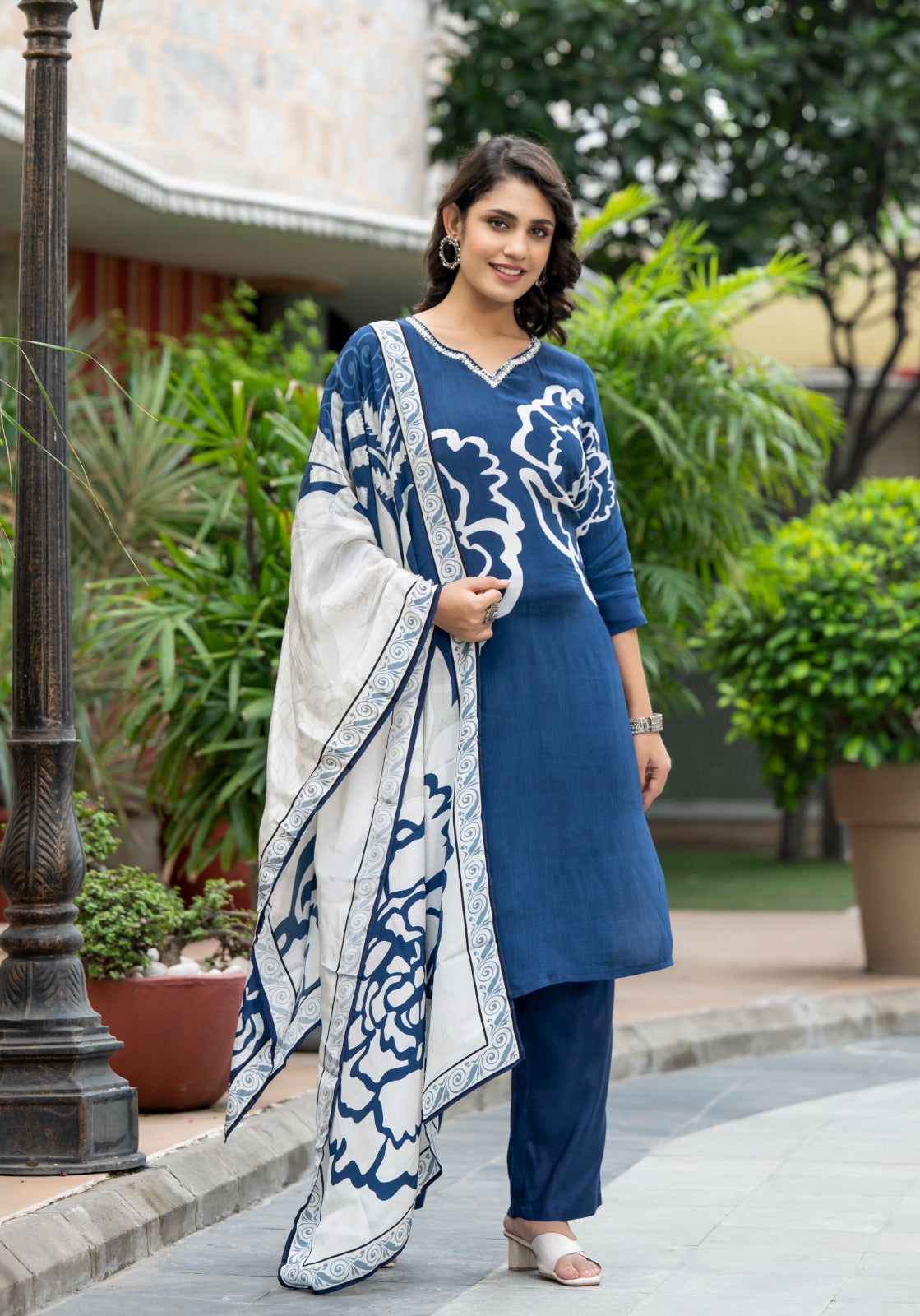 Pure crepe digital printed suit set