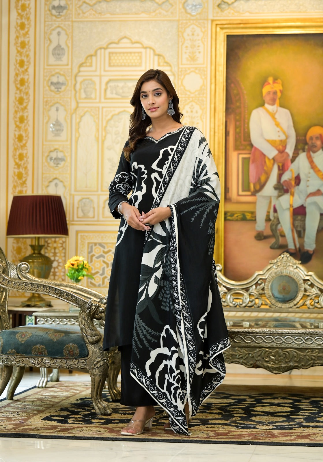 Pure crepe digital printed suit set