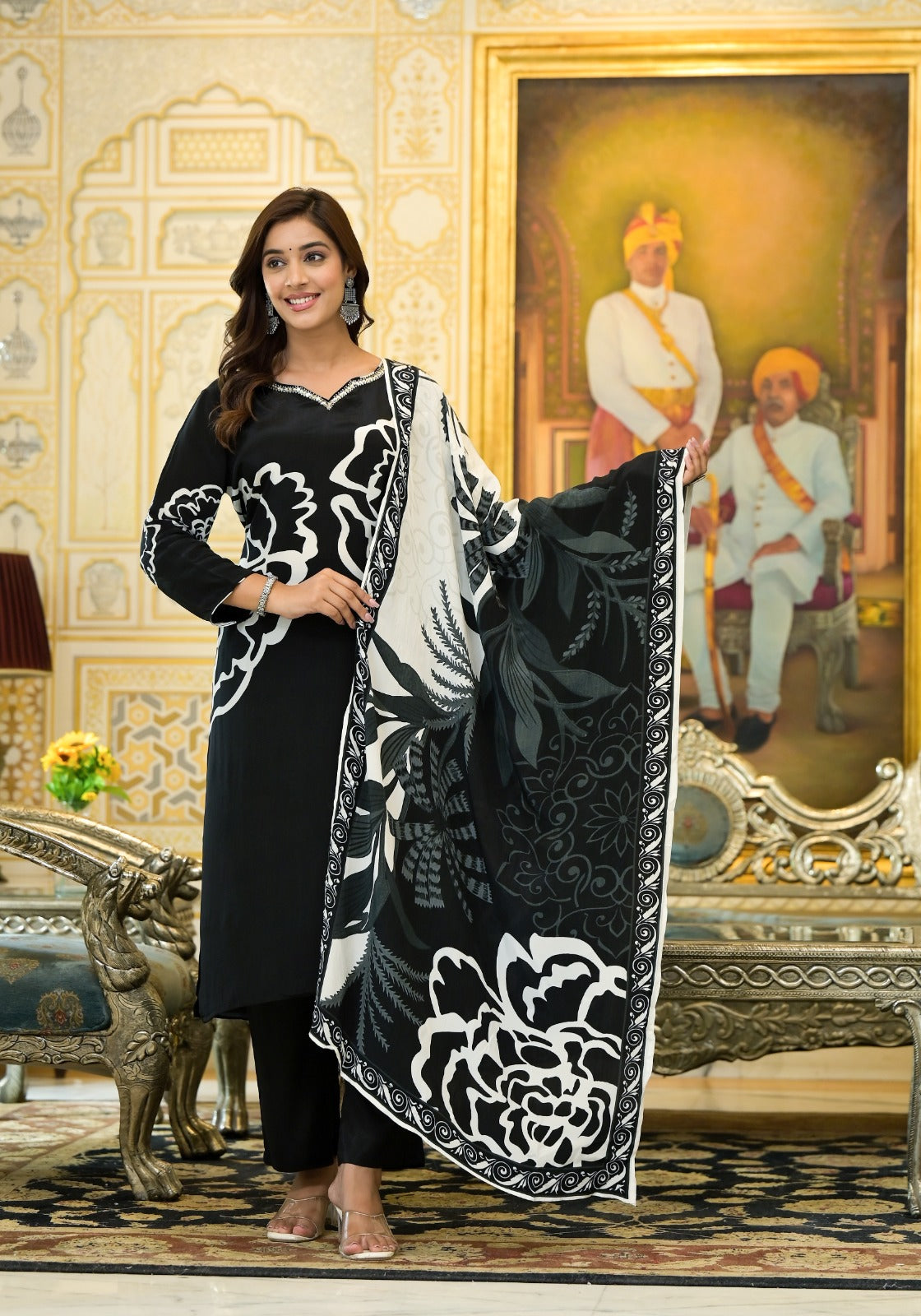 Pure crepe digital printed suit set