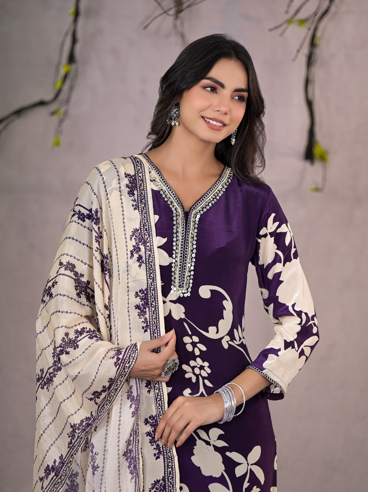 Pure muslin silk digital printed suit set