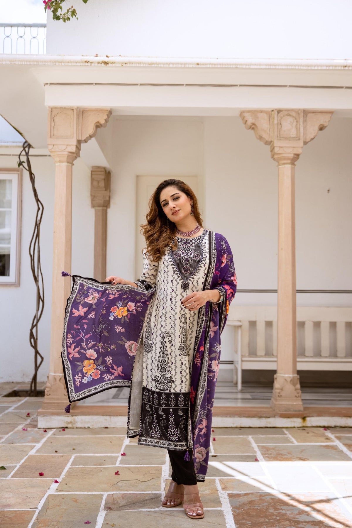 Pure muslin silk digital printed suit set