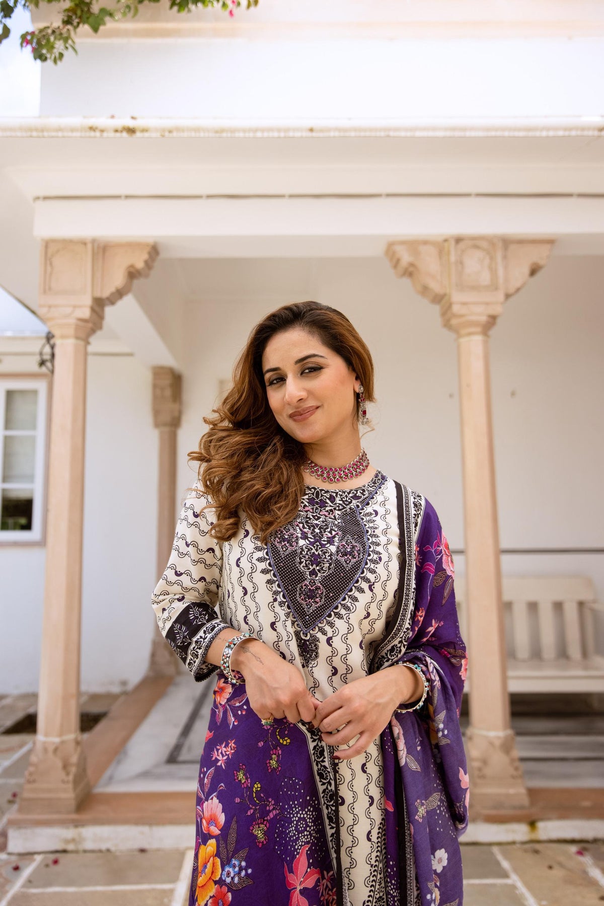 Pure muslin silk digital printed suit set