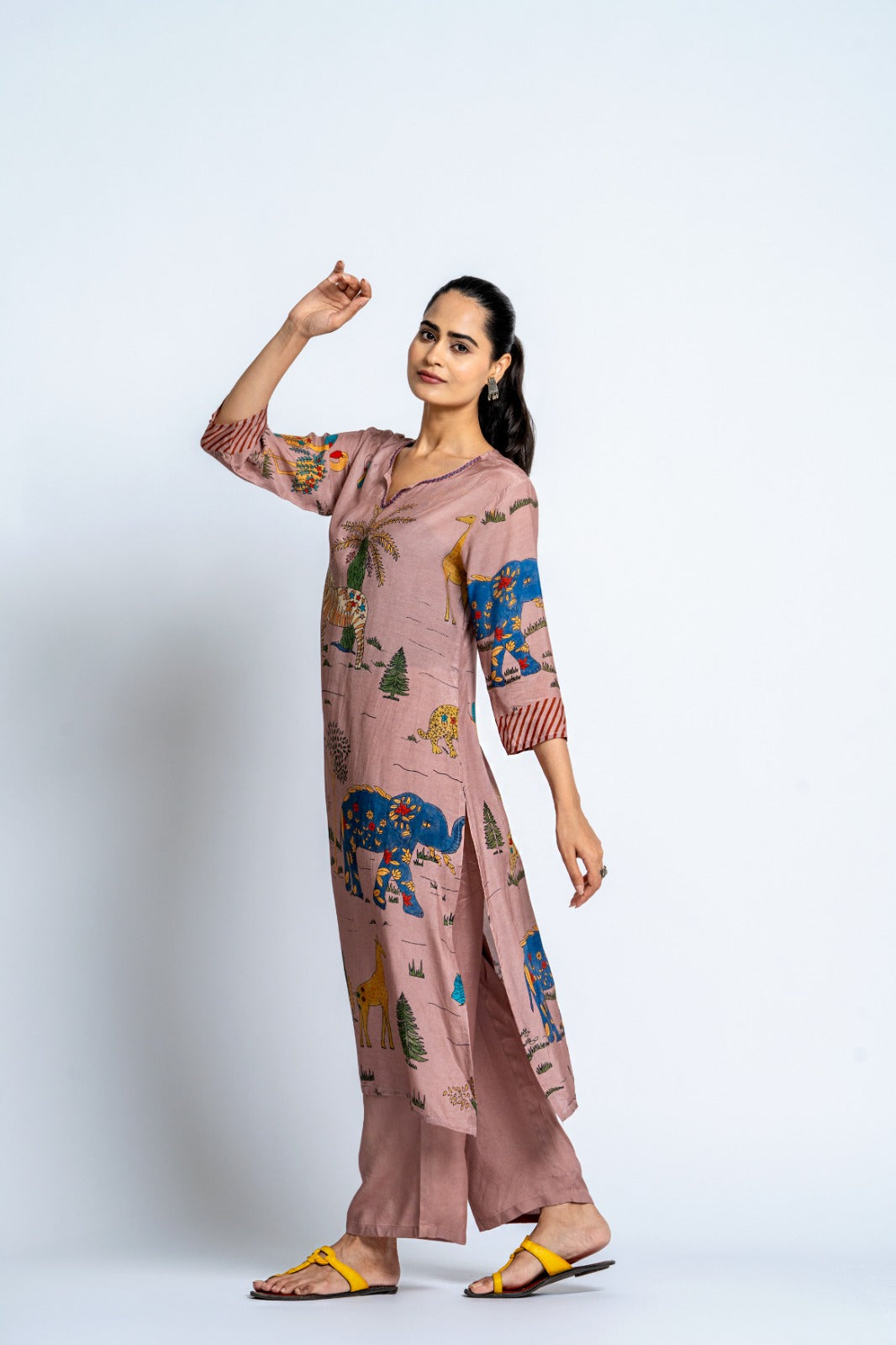 Pure muslin silk digit printed kurta pant