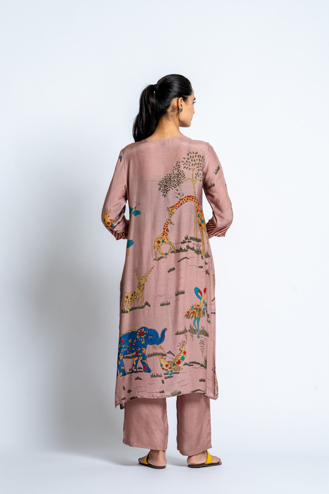 Pure muslin silk digit printed kurta pant
