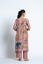 Pure muslin silk digit printed kurta pant