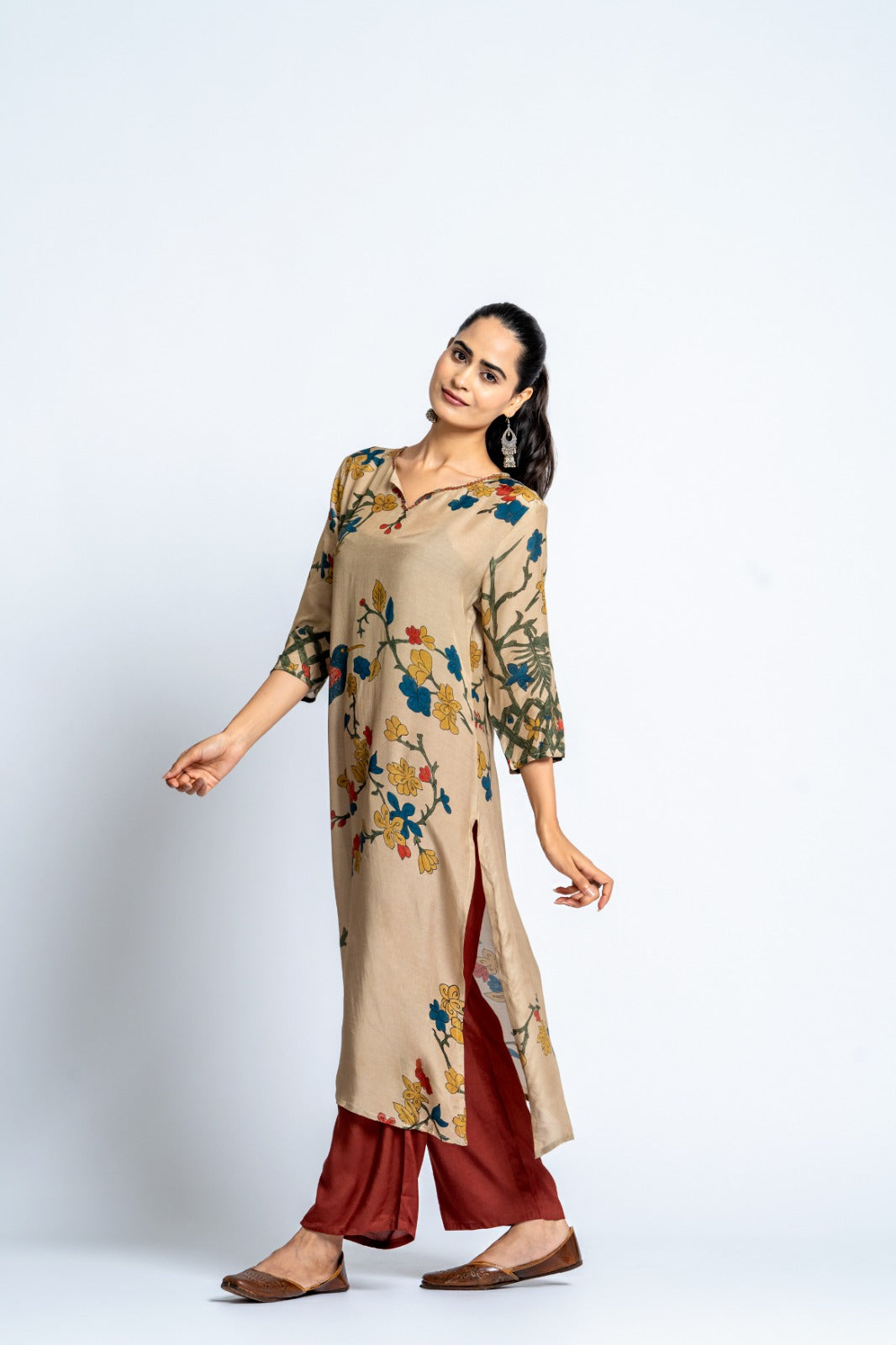 Pure muslin silk digit printed kurta pant
