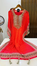 Pure crepe kaftan with gorgeous gota detailing !!