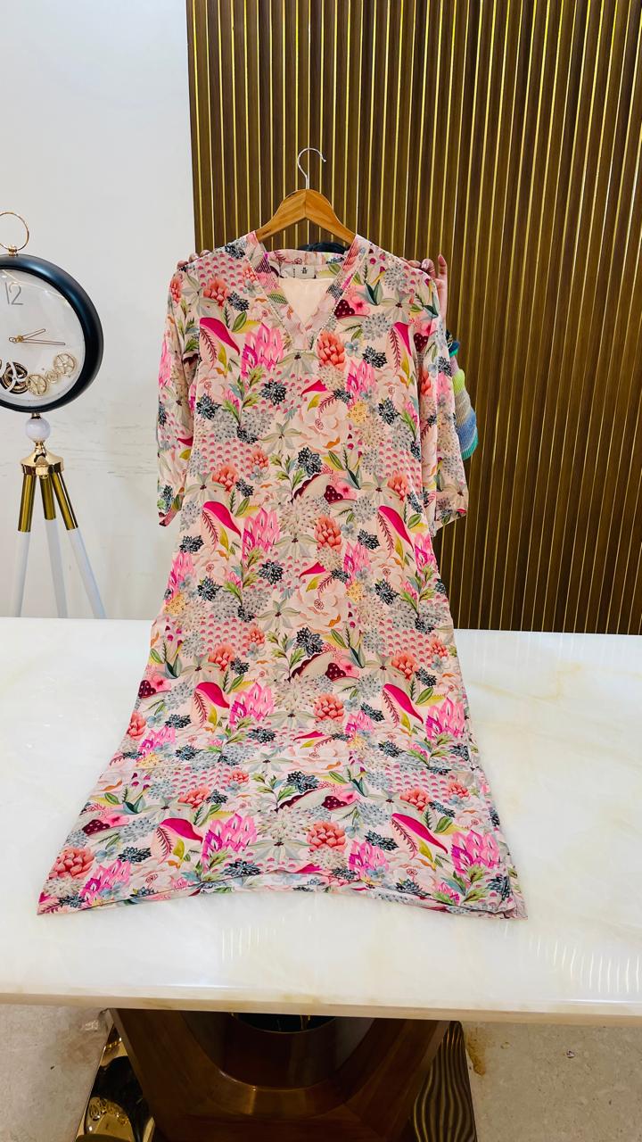 Pure crepe V neck kurta pant