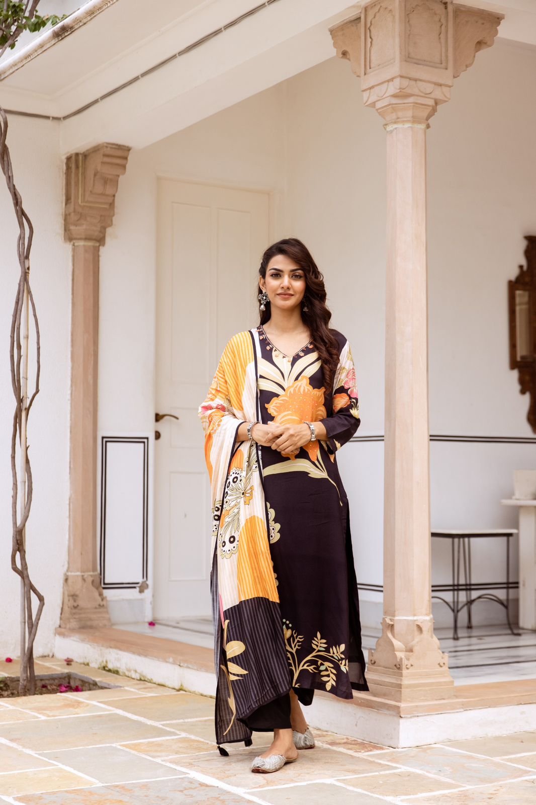 Pure muslin silk digital printed full suit