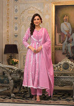 Super pretty embroidered cotton Anarkali suit set