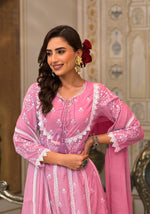 Super pretty embroidered cotton Anarkali suit set