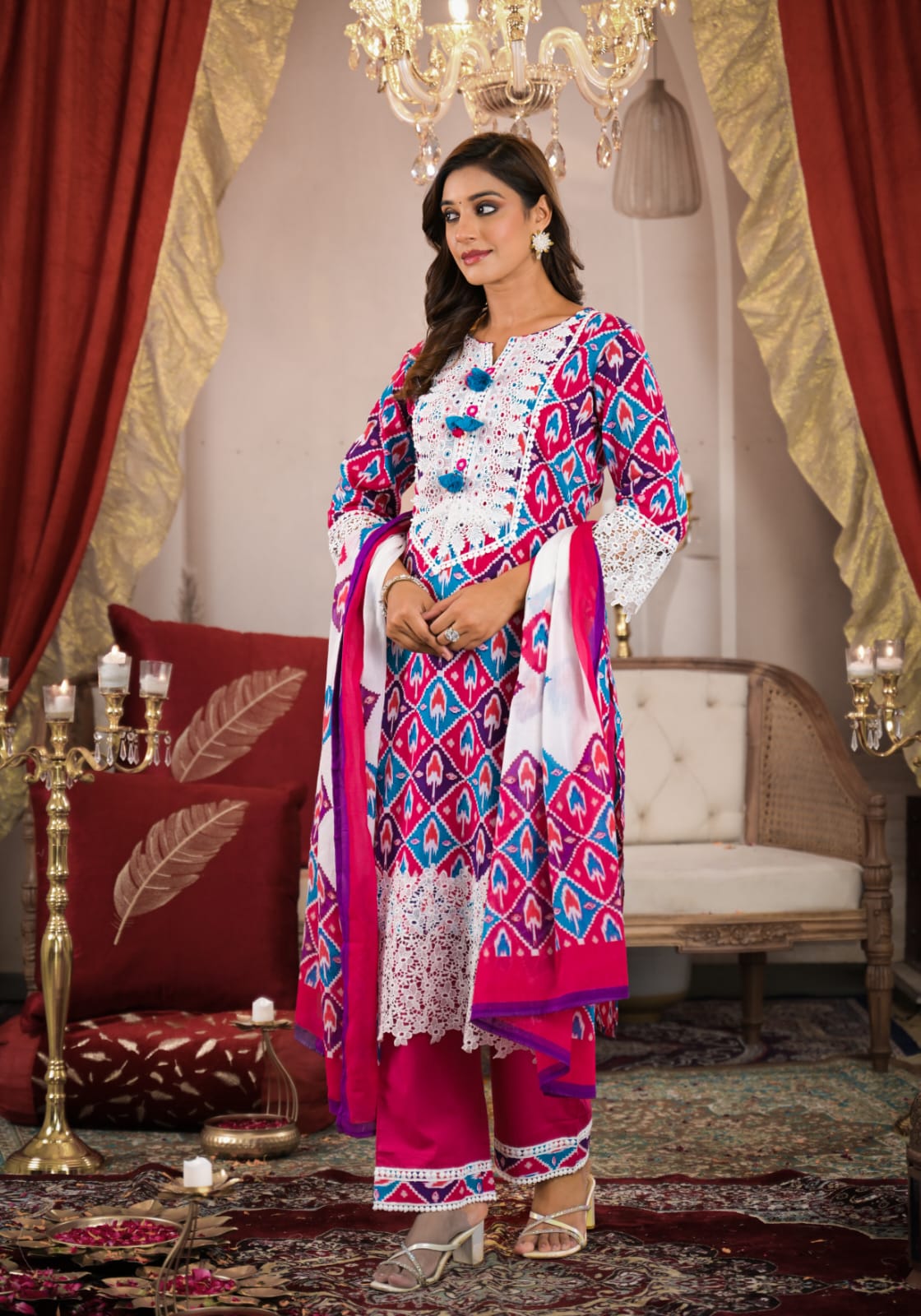 Super pretty n gorgeous cotton suit set with beautiful and heavy lace detailing