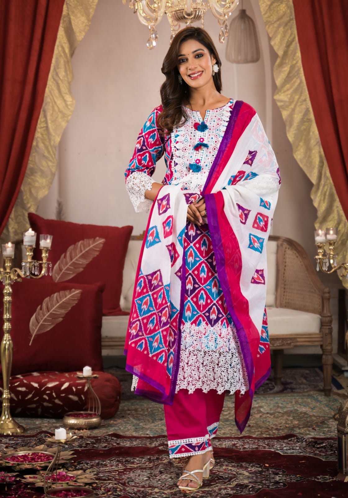 Super pretty n gorgeous cotton suit set with beautiful and heavy lace detailing