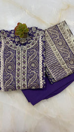 Gorgeous cotton Anarkali suit set with zari and lace detailing in