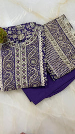 Gorgeous cotton Anarkali suit set with zari and lace detailing in