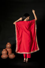 Beautiful kaftan in muslin with potli in red for this festive season
