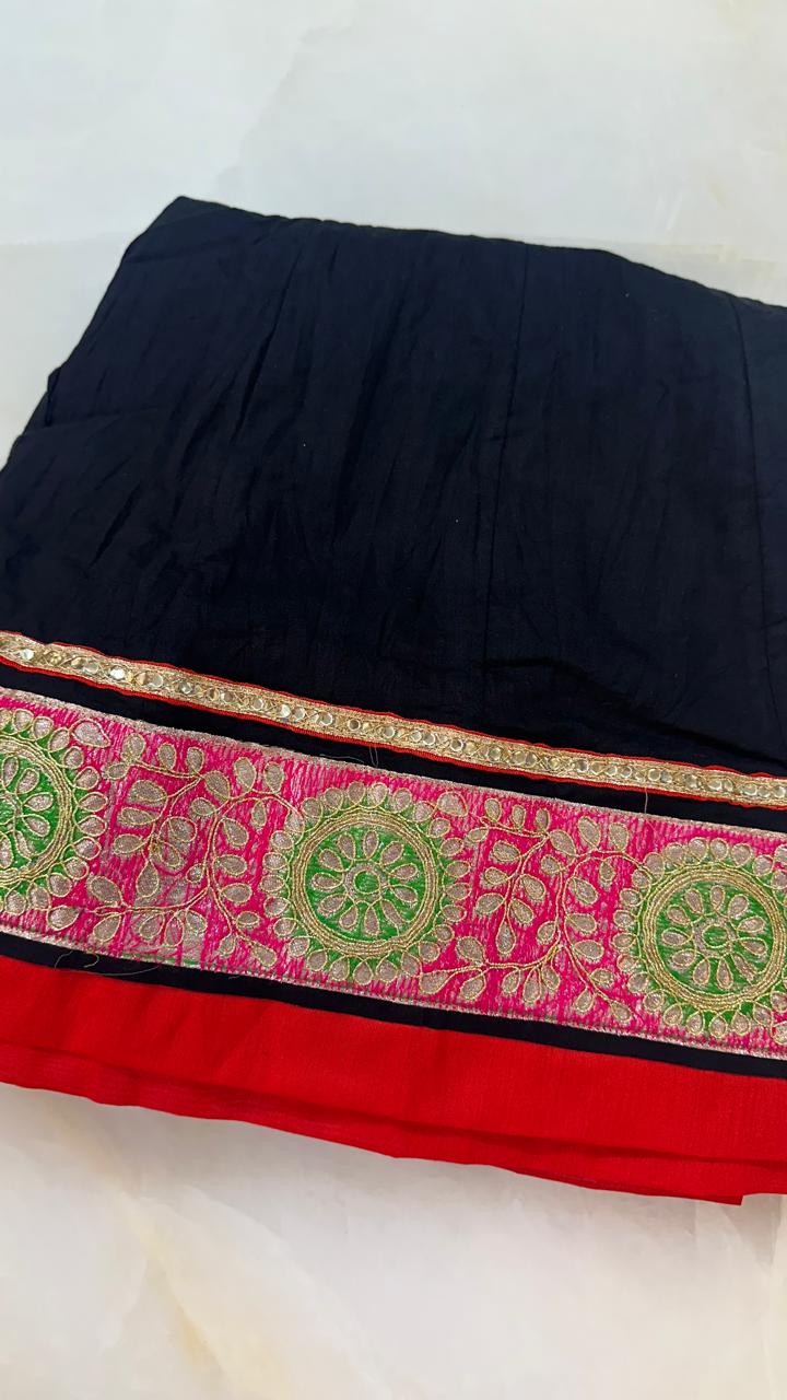 Premium cotton embellished skirt in red