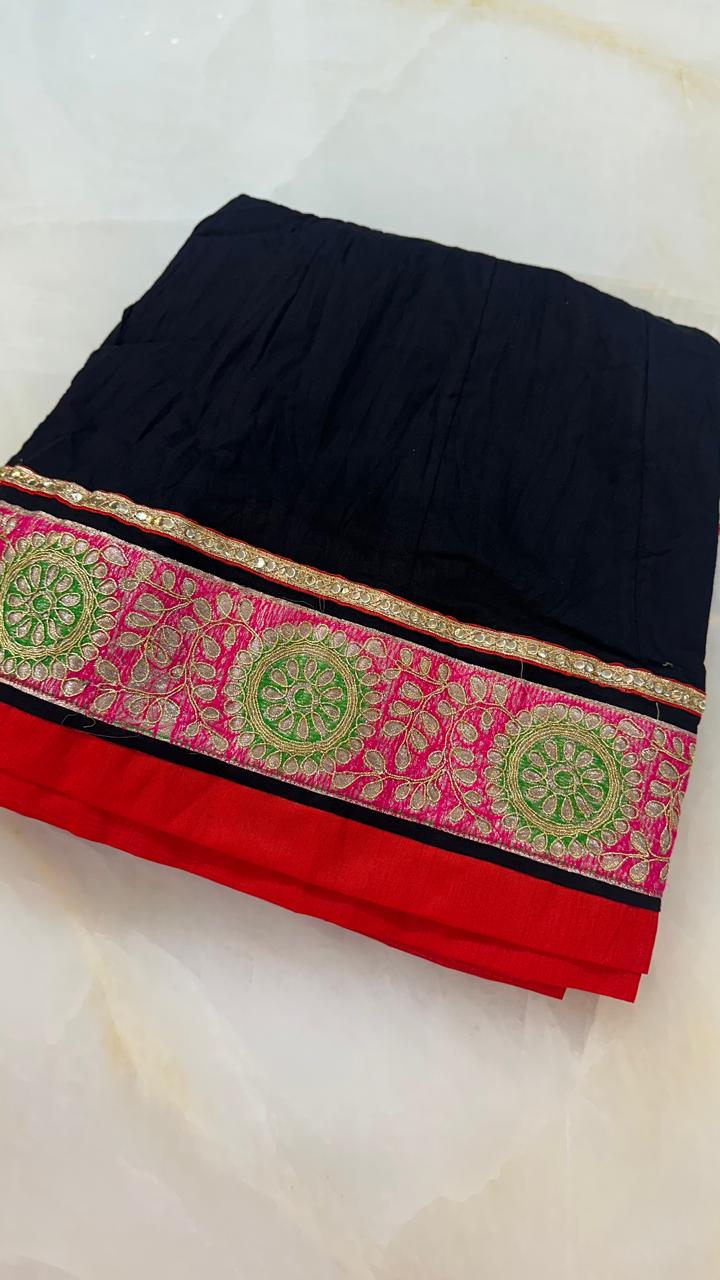 Premium cotton embellished skirt in red