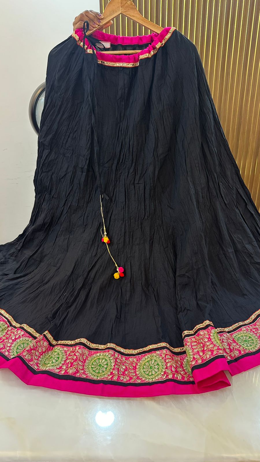 Premium cotton embellished skirt in pink