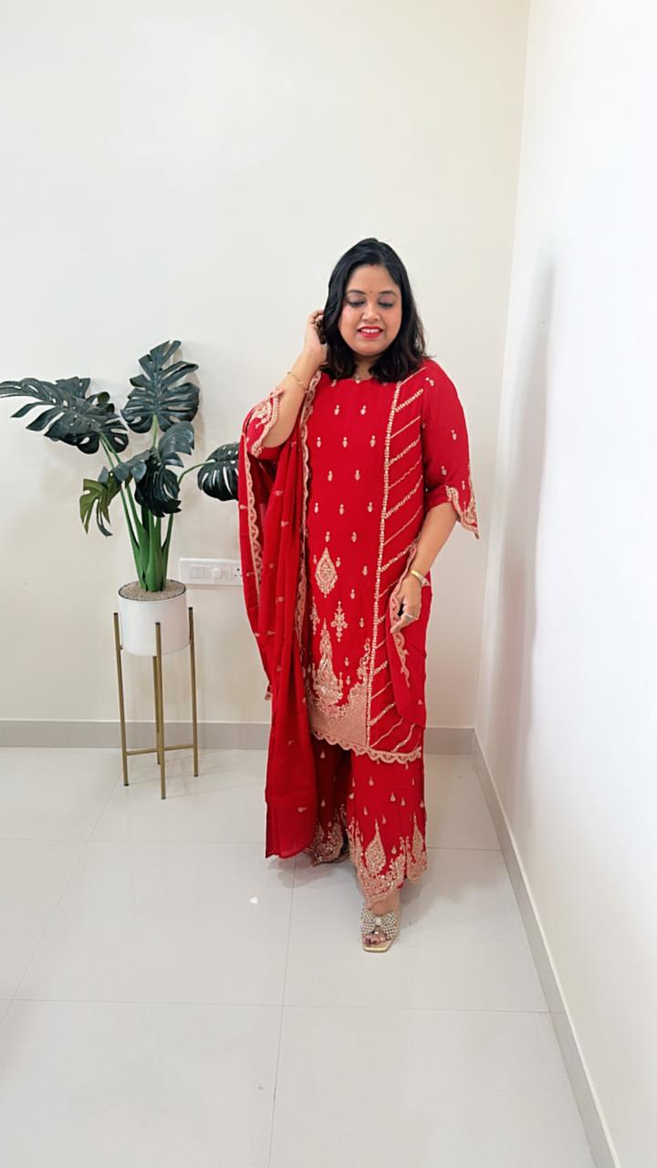 Premium Georgette with intricate hand work with heavy hand work all over