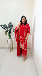 Premium Georgette with intricate hand work with heavy hand work all over