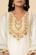 Premium Muslin embroidery paired with brasso dupatta