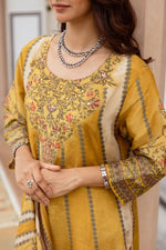 Pretty shimmer digital printed lining suit set