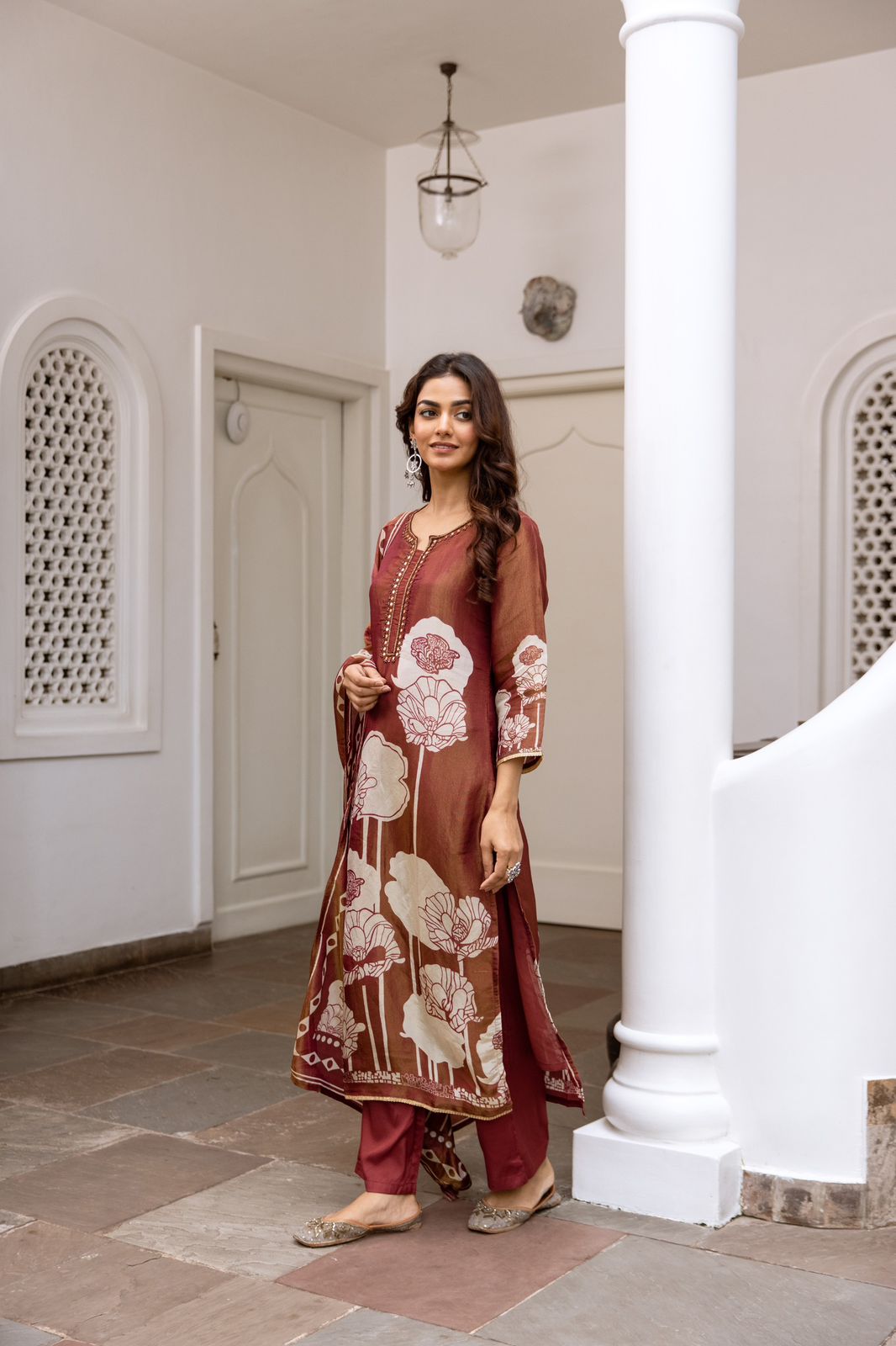 Premium shimmer digital printed suit set