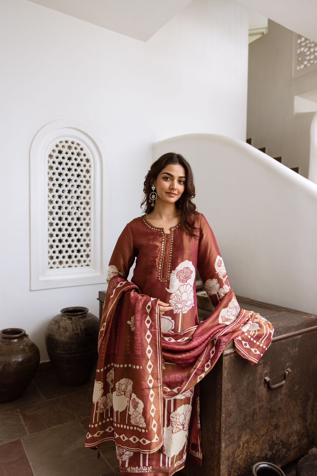 Premium shimmer digital printed suit set