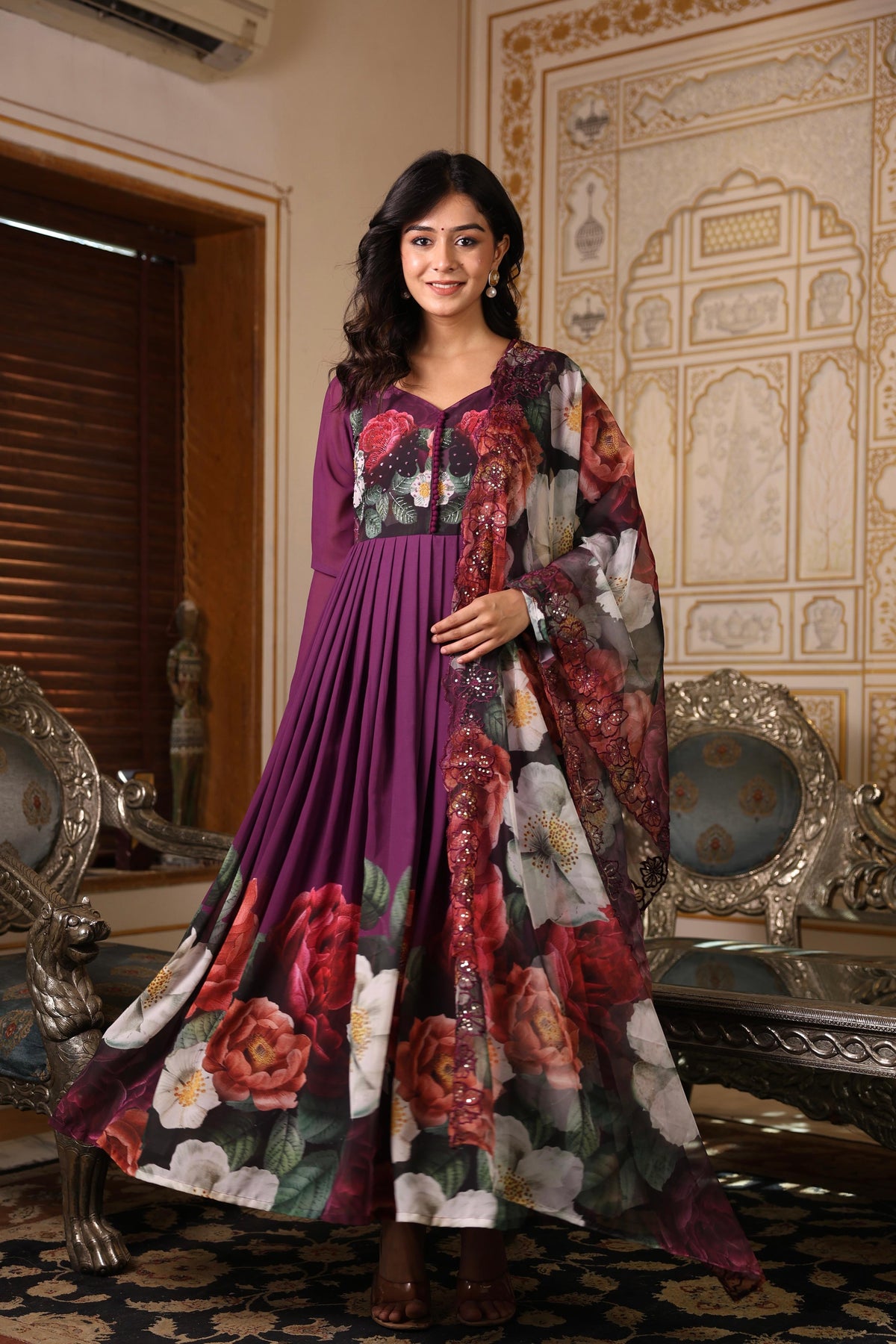 Pretty shiffon gorgeous Anarkali suit set
