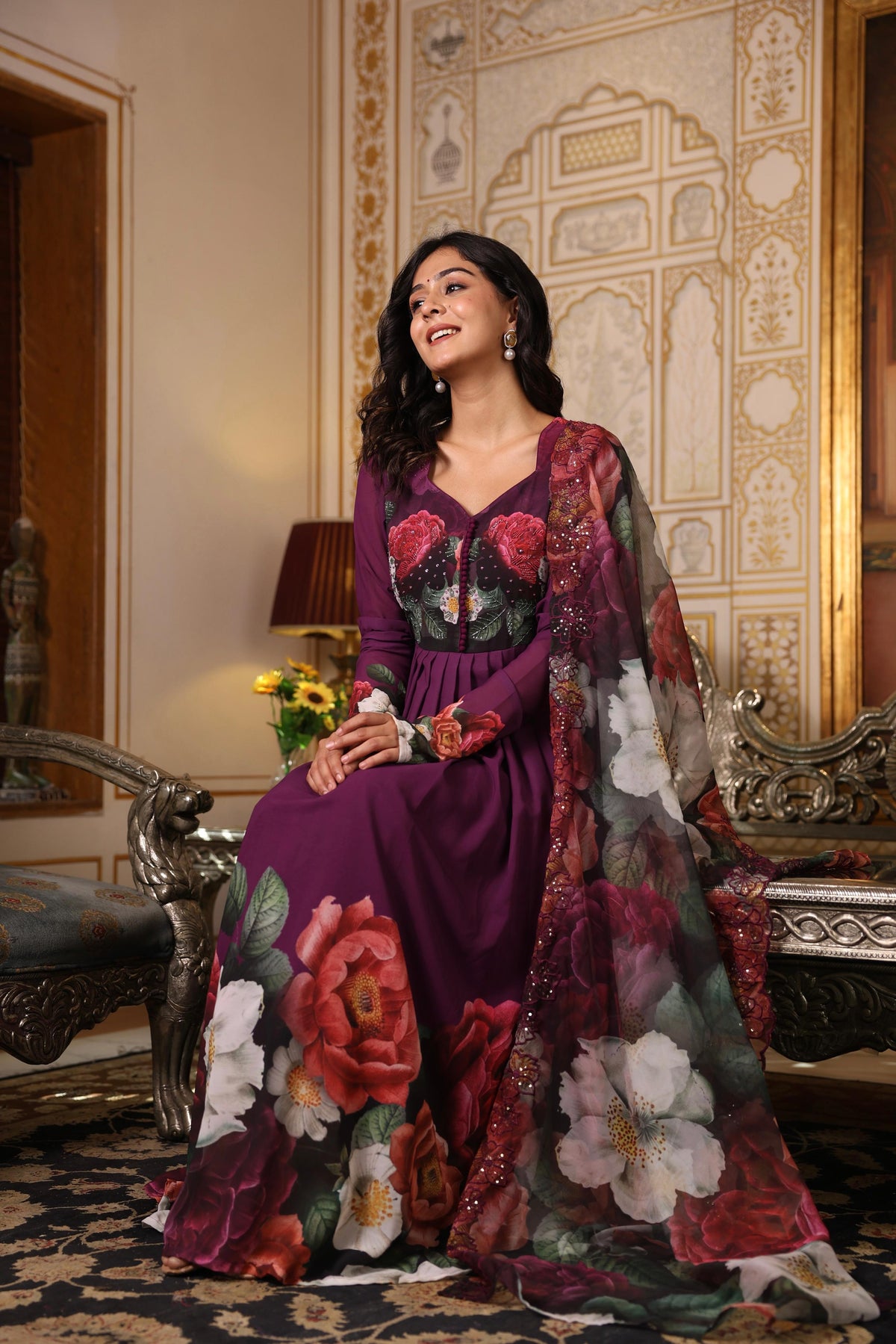 Pretty shiffon gorgeous Anarkali suit set