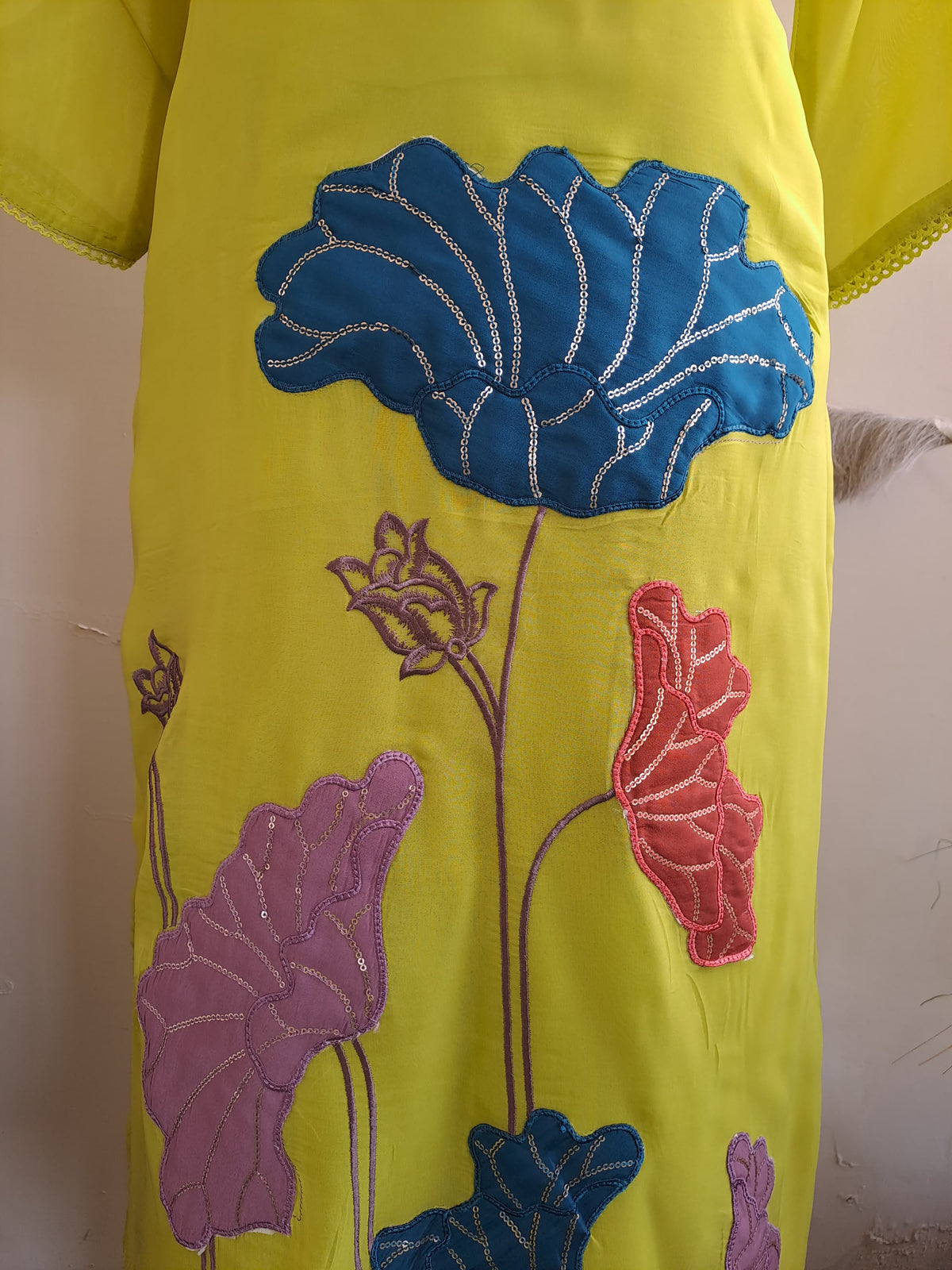 Premium organza applique work suit set