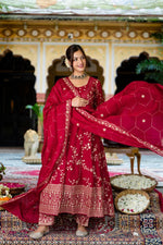 Pretty natural crepe fully embroidered Anarkali suit set