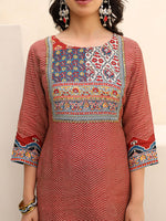 Premium muslin lining suit set ajrakh print