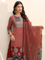 Premium muslin lining suit set ajrakh print