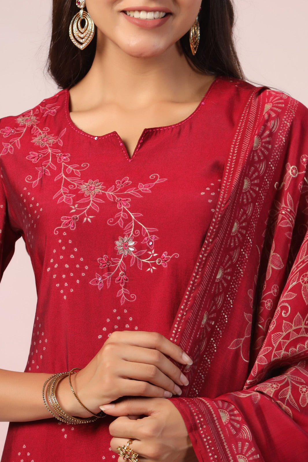 Pretty muslin red suit set