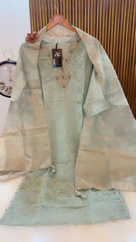 Premium muslin silk self with hand work